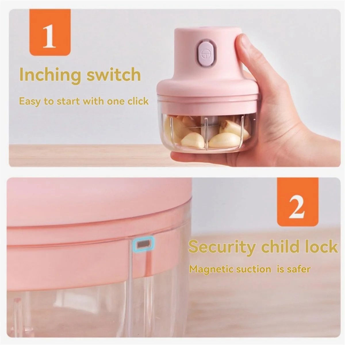 Mini Electric Food Chopper USB Rechargeable – Portable Garlic, Onion & Vegetable Cutter